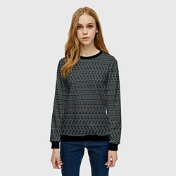 Свитшот женский Сине-коричневый полосы узоры, цвет: 3D-черный — фото 2