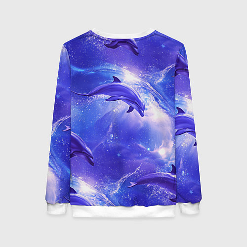 Женский свитшот Дельфины в волшебном море паттерн / 3D-Белый – фото 2