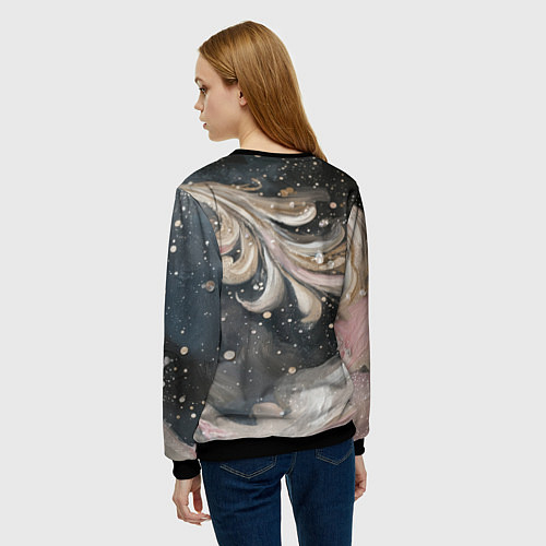 Женский свитшот Бежевый объемный узор / 3D-Черный – фото 4