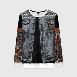 Женский свитшот Джинсовка с черепом и татуировкой дракона