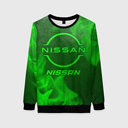 Свитшот женский Nissan - green gradient, цвет: 3D-черный