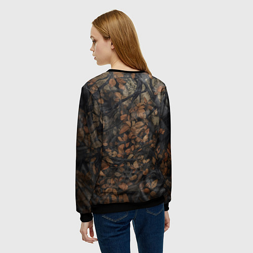 Женский свитшот Хищный серый лис / 3D-Черный – фото 4