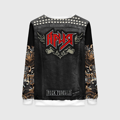 Женский свитшот Джинсовка Ария с татуировками викингов / 3D-Белый – фото 2