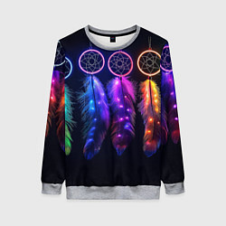 Женский свитшот Ловцы снов - свечение перьев