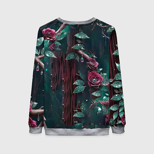 Женский свитшот Волшебная сова в самоцветном лесу / 3D-Меланж – фото 2