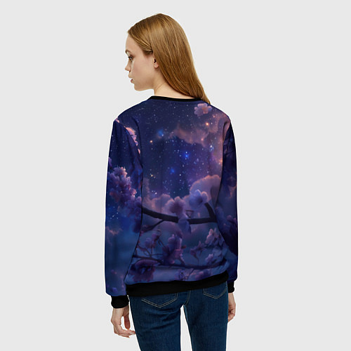 Женский свитшот Ночная сова на ветке / 3D-Черный – фото 4