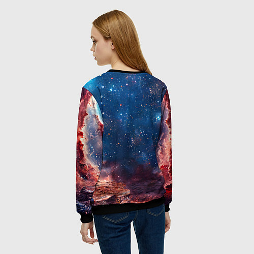Женский свитшот Бишон в космосе / 3D-Черный – фото 4