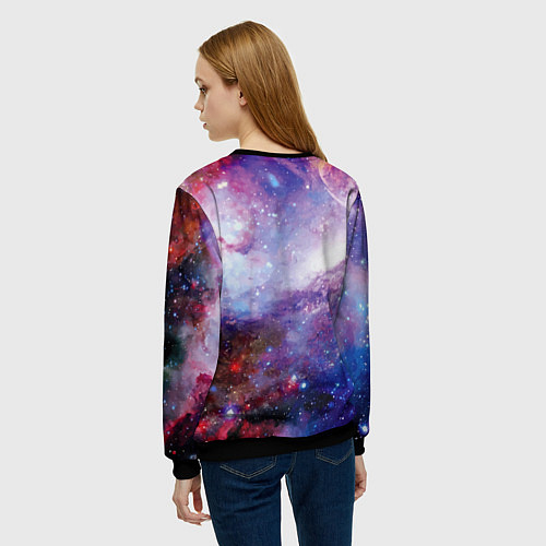 Женский свитшот Brave cat in space - ai art / 3D-Черный – фото 4