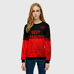 Свитшот женский Ozzy Osbourne - red gradient посередине, цвет: 3D-черный — фото 2