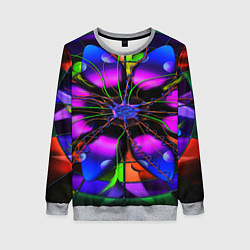 Женский свитшот Неоновая психоделика лепестки