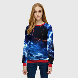 Свитшот женский Звезды и молнии в разломе плит, цвет: 3D-красный — фото 2