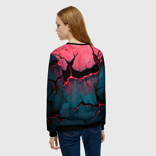 Женский свитшот Объемные разломы текстура / 3D-Черный – фото 4