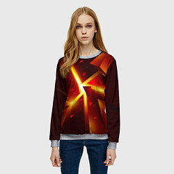 Свитшот женский Трехмерный взрыв неоновых плит абстракция, цвет: 3D-меланж — фото 2