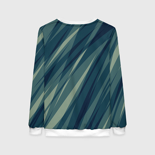 Женский свитшот Зеленовато-синий полосы / 3D-Белый – фото 2