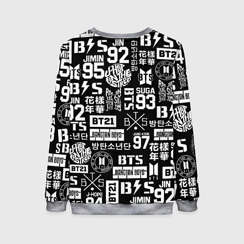 Женский свитшот Bangtan Boys pattern black / 3D-Меланж – фото 2