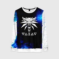 Женский свитшот Ведьмак лого синие краски