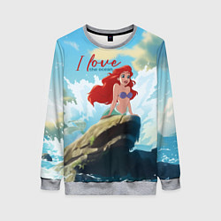 Женский свитшот Ariel I love the ocean - русалка - beautiful big p
