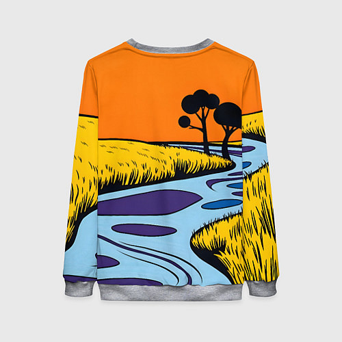 Женский свитшот Пейзаж с фантастической природой / 3D-Меланж – фото 2