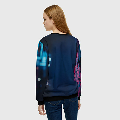 Женский свитшот Человек-паук с неоновыми глазами / 3D-Черный – фото 4
