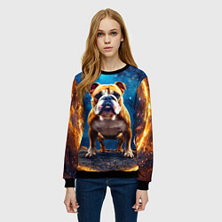 Свитшот женский Бульдог в космосе, цвет: 3D-черный — фото 2