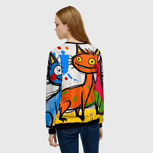 Женский свитшот Смешные зверята / 3D-Черный – фото 4