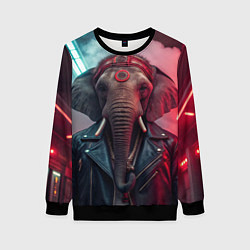 Свитшот женский Cyberpunk elephant, цвет: 3D-черный