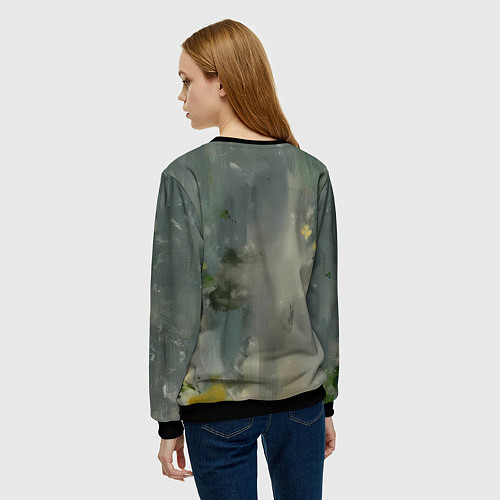 Женский свитшот Бэтмен зеленые краски / 3D-Черный – фото 4