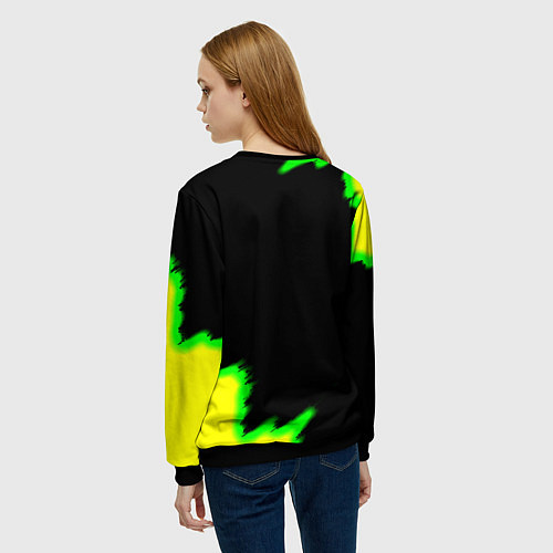 Женский свитшот Doom огненное лого краски / 3D-Черный – фото 4