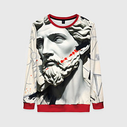 Свитшот женский Античный портрет зарисовки, цвет: 3D-красный