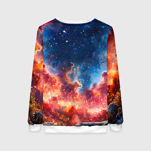 Женский свитшот Корги и космическое небо / 3D-Белый – фото 2