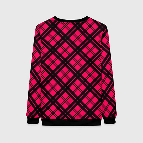 Женский свитшот Чёрно-розовый крупная клетка / 3D-Черный – фото 2