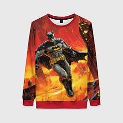 Свитшот женский Бэтмен застыл в воздухе, цвет: 3D-красный