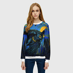 Свитшот женский Бэтмен в стиле Ван-Гога, цвет: 3D-белый — фото 2