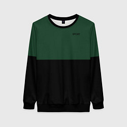 Женский свитшот Sport тёмно-зелёный с чёрным пополам