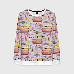 Свитшот женский Друзья - паттерн, цвет: 3D-белый