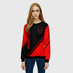 Свитшот женский Evangelion - red gradient вертикально, цвет: 3D-черный — фото 2