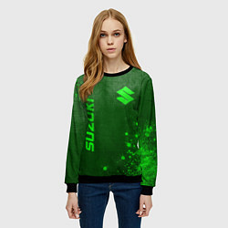 Свитшот женский Suzuki - green gradient вертикально, цвет: 3D-черный — фото 2