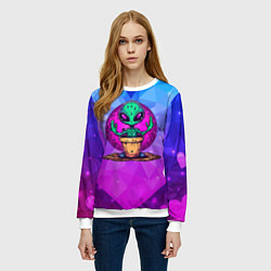 Свитшот женский Кактус в виде инопланетянина, цвет: 3D-белый — фото 2