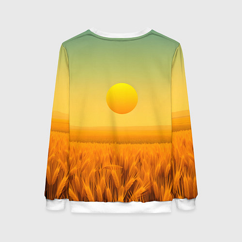 Женский свитшот Закат над пшеничным полем / 3D-Белый – фото 2