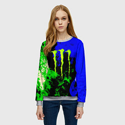 Свитшот женский Monster energy кислотный огонь, цвет: 3D-меланж — фото 2