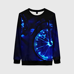 Свитшот женский Синяя подсветка колёс, цвет: 3D-черный
