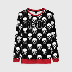 Свитшот женский AC DC rock skull, цвет: 3D-красный