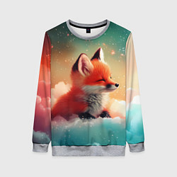 Женский свитшот Милый лисенок спит на облаке