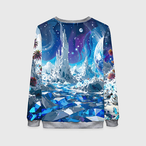 Женский свитшот Космический фантастический пейзаж / 3D-Меланж – фото 2