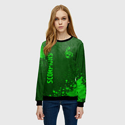 Свитшот женский Scorpions - green gradient вертикально, цвет: 3D-черный — фото 2