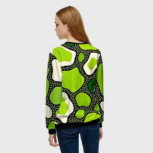 Женский свитшот Зеленая абстракция с кругами / 3D-Черный – фото 4