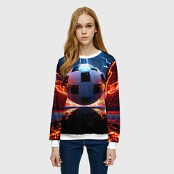 Свитшот женский Футбольный мяч в молниях, цвет: 3D-белый — фото 2