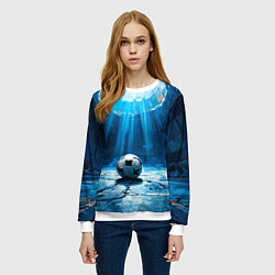 Свитшот женский Футбольный мяч в синем, цвет: 3D-белый — фото 2
