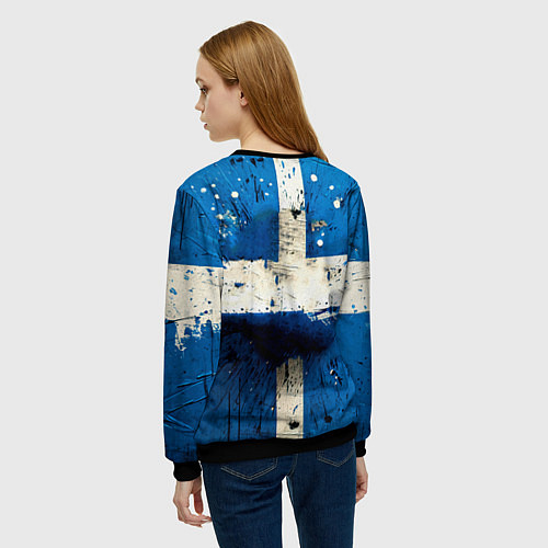 Женский свитшот Футбольный мяч на синем / 3D-Черный – фото 4