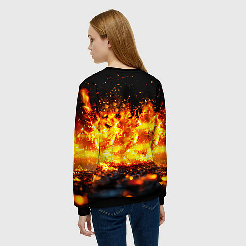 Женский свитшот Футбольный мяч в огне / 3D-Черный – фото 4
